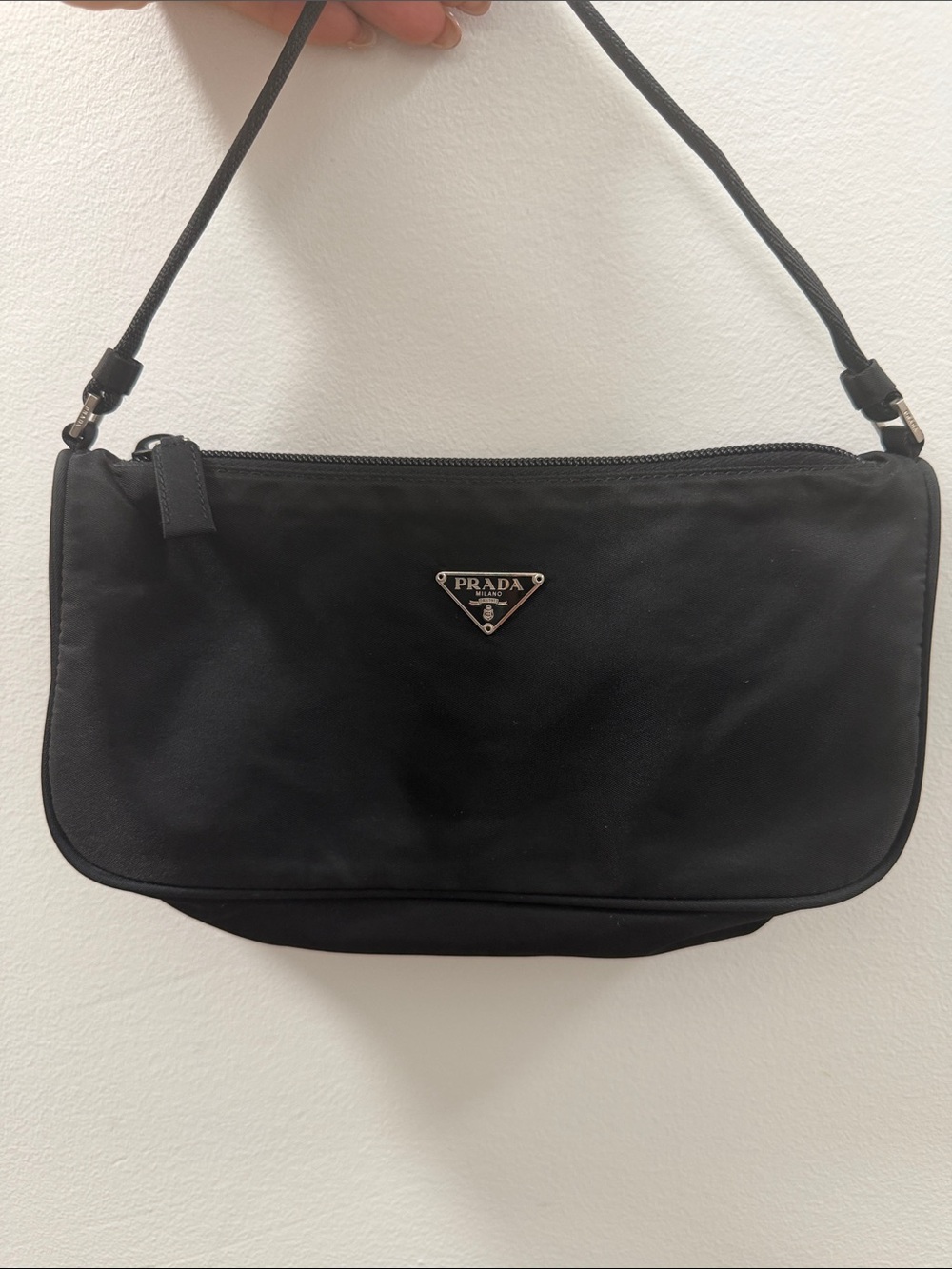 Prada Black Nylon Shoulder Bag with Triangle Logo